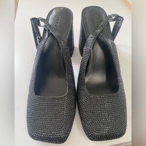 Black Rhinestone Slingback Heels